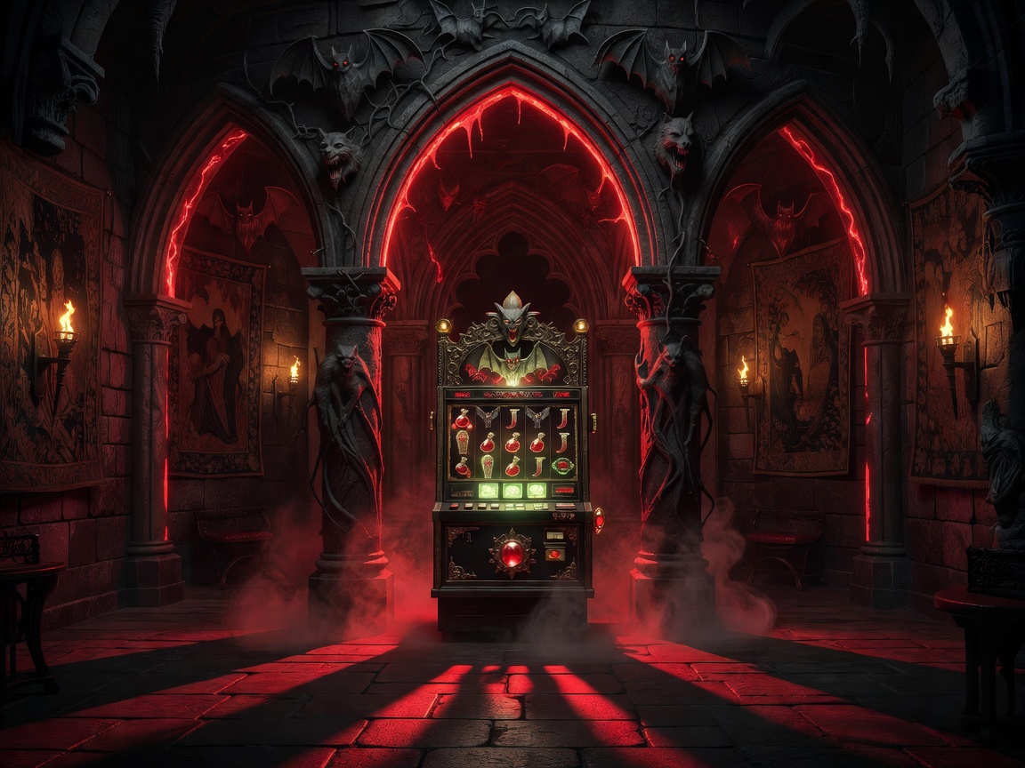 Crimson glowing gothic arches framing the Dracula Slot environment